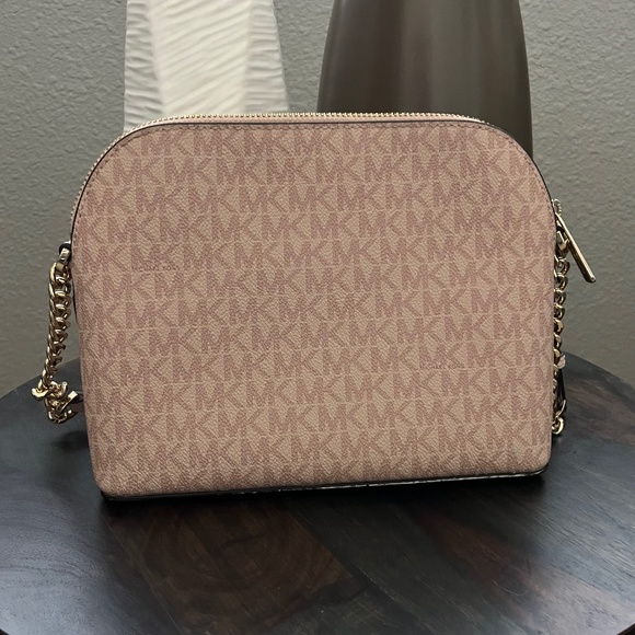 MICHAEL MICHAEL KORS Jet Set Travel Medium Logo Dome Crossbody Bag Pink - Picture 7 of 16